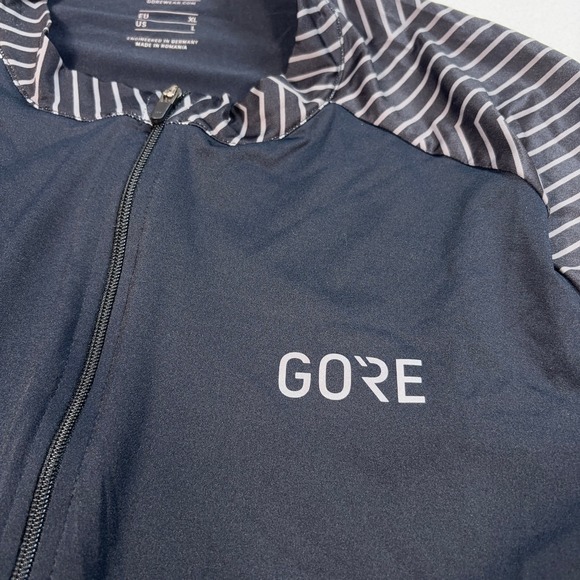 GORE Cycling Jersey Men's L Black Stripe Colorblock Stretch Back Pocket Full Zip - Picture 7 of 16